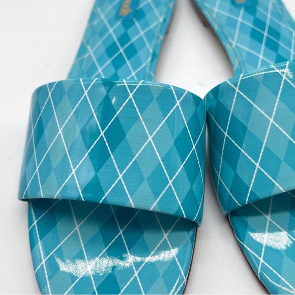 Larroude - Ivy Flat Mule Turquoise Aqcua Argyle patent leather - Picture 9 of 11